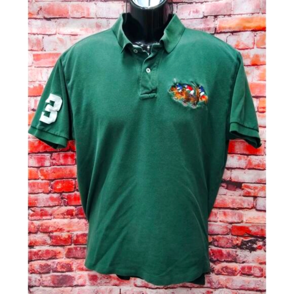 POLO By Ralph Lauren Men’s Green Polo Shirt Large Embroidered Polo Players & # 3